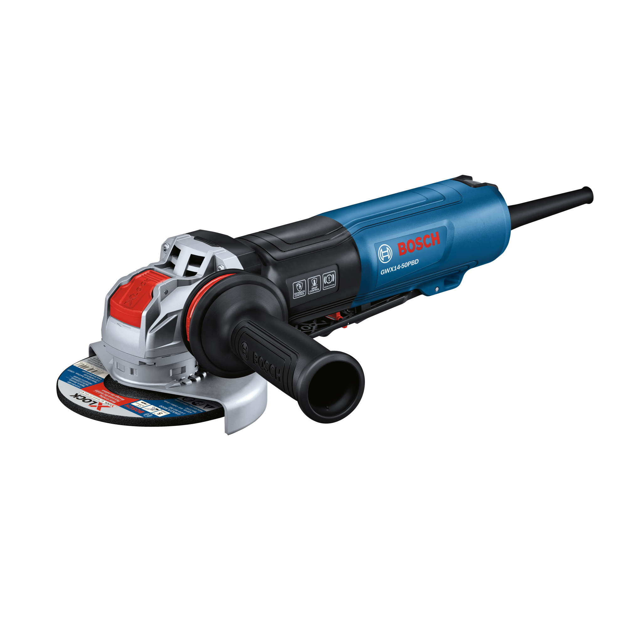 Bosch X-LOCK Angle Grinder with Brake — 5in., 13 Amp, 11,500 RPM, No Lock-On Paddle Switch, Model# GWX14-50PBD